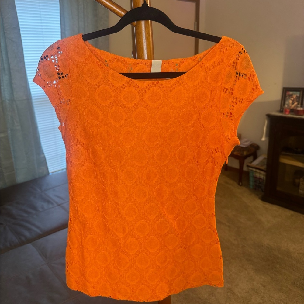Banana Republic Vibrant Orange Lace Blouse
